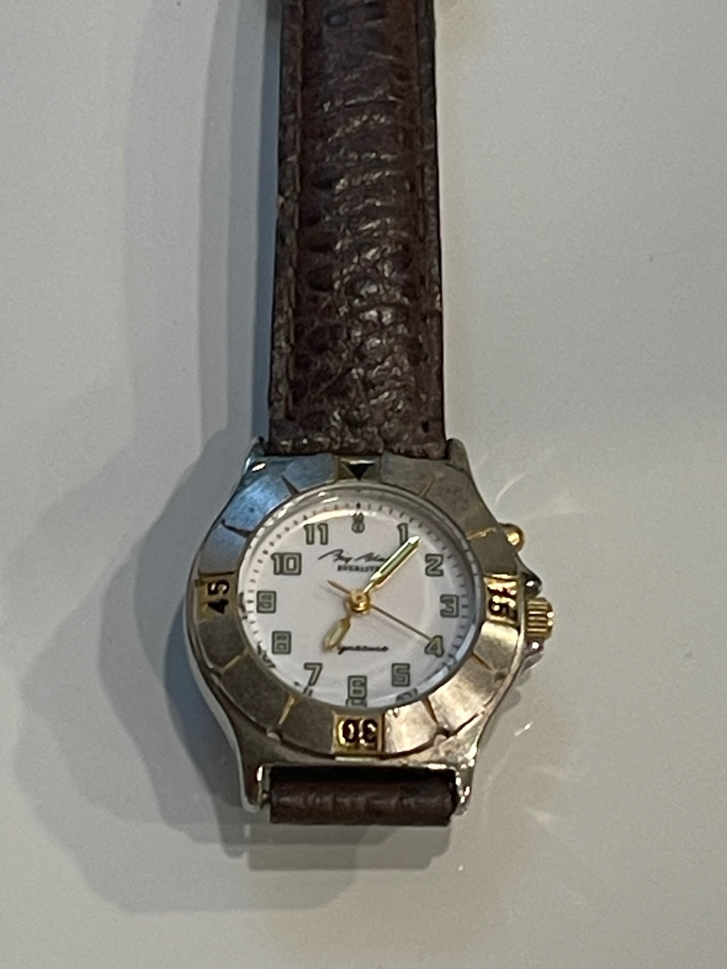Bill Blass Everlite Signature Watch Two Tone w/ Leather Band