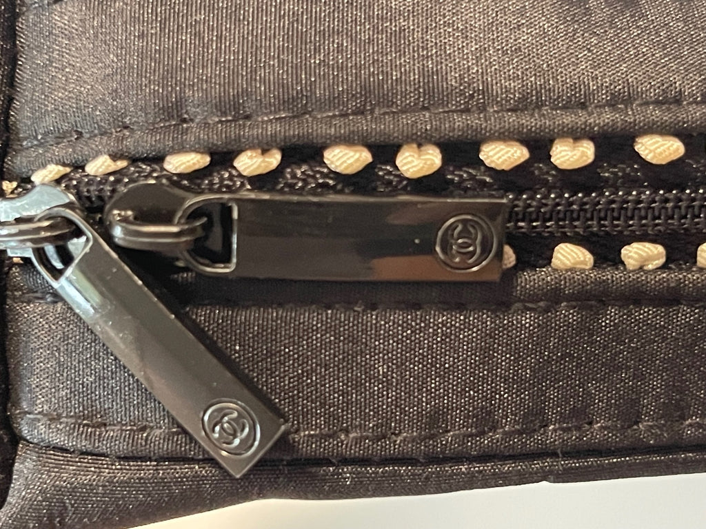 Chanel Parfums Black Cosmetic Bag with Zipper Pockets