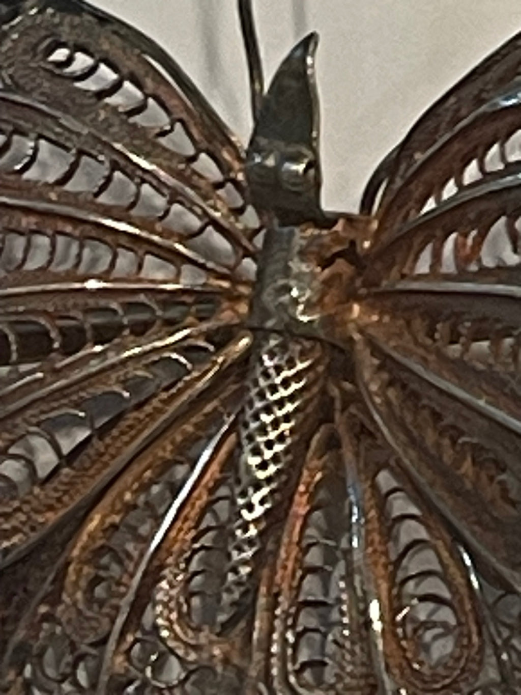 Antique Vintage Filigree Butterfly Brooch needs Repair