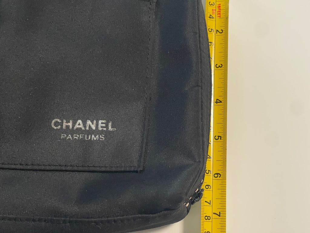 Chanel Parfums Black Cosmetic Bag with Zipper Pockets
