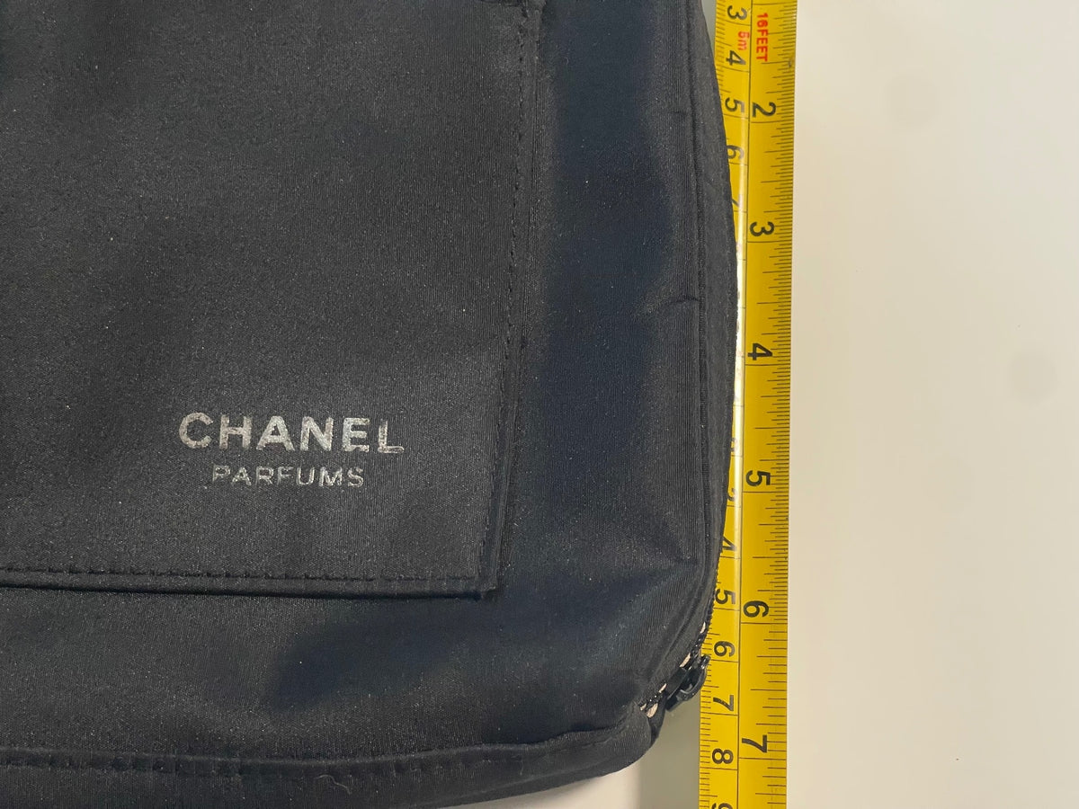 Chanel Parfums Black Cosmetic Bag with Zipper Pockets