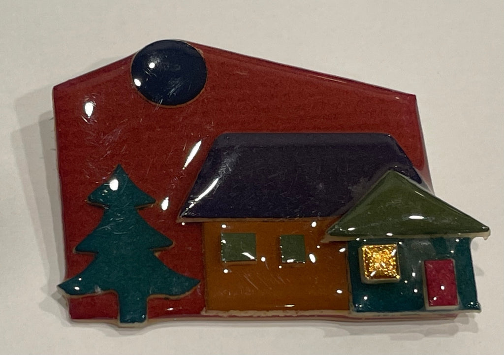 Vintage House Pins by Lucinda Enamel Brooch