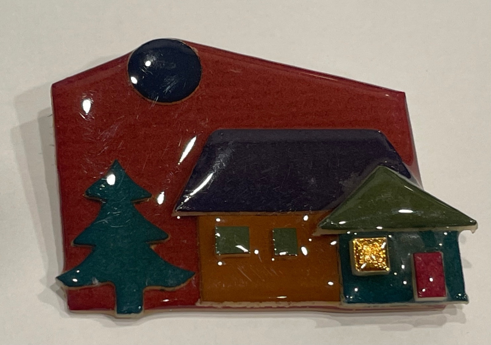 Vintage House Pins by Lucinda Enamel Brooch