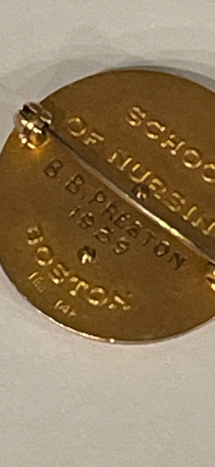 1959 Peter Bent Brigham Hospital 14K Gold Nursing Pin