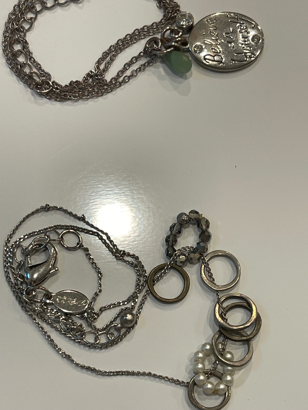 Silver Tone Jewelry Lot 5 Necklaces 1 Bracelet Mixed Fashion Jewelry