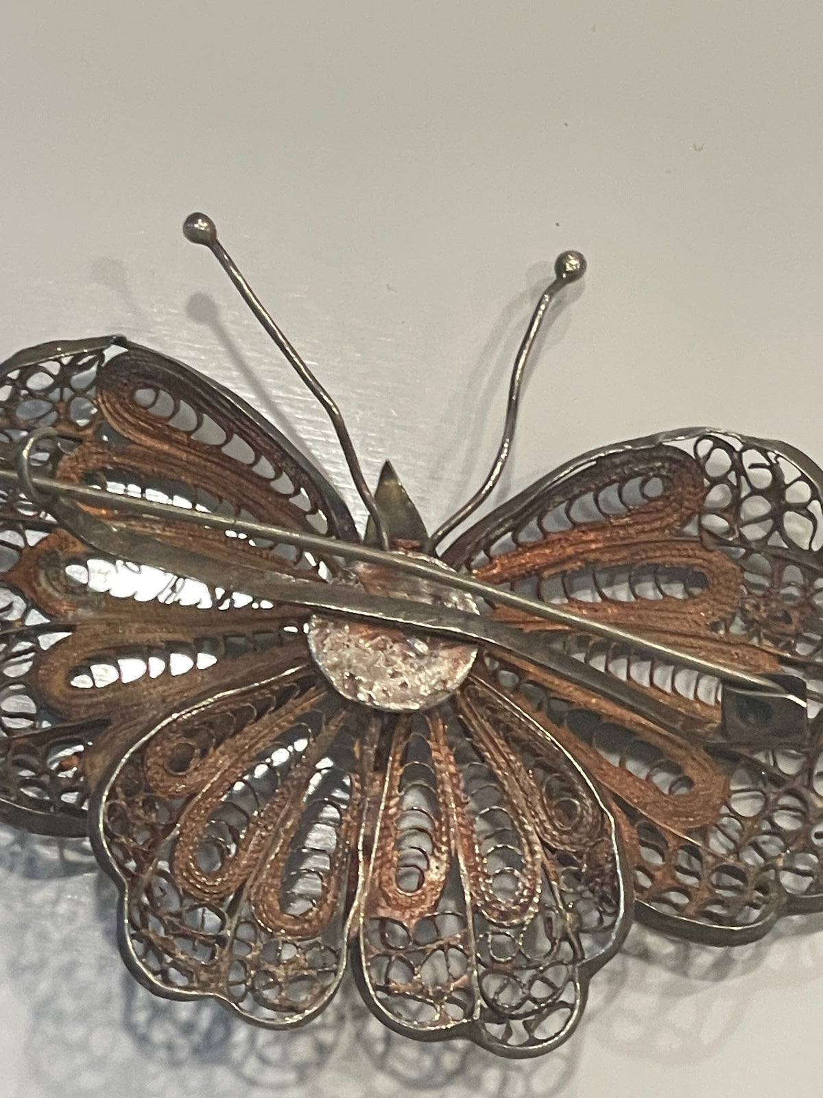 Antique Vintage Filigree Butterfly Brooch needs Repair