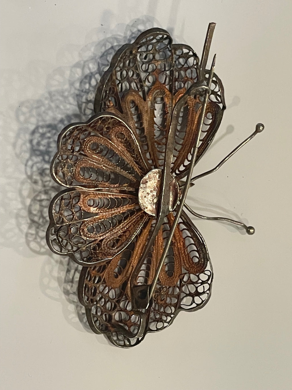 Antique Vintage Filigree Butterfly Brooch needs Repair