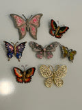 Vintage Butterfly Brooch Pin Lot 6 Pins 1 Hair Clip Enamel Filigree Rhinestone