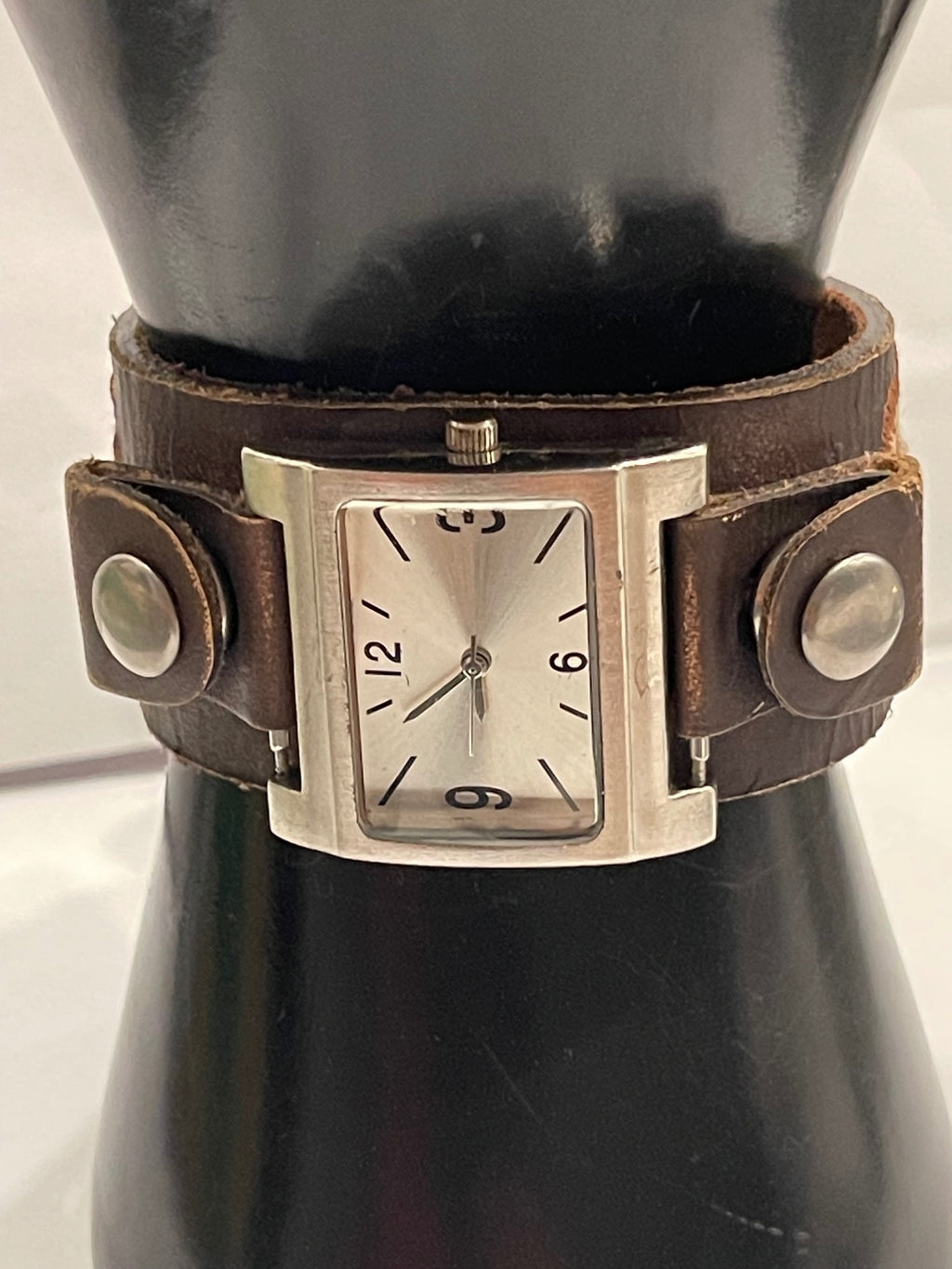 Fossil Women's Genuine Leather Brown Floral Cuff Wristwatch