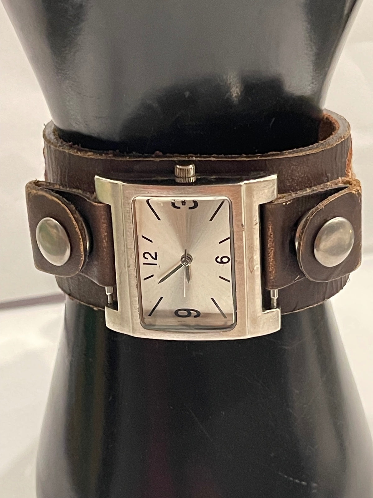 Fossil Women's Genuine Leather Brown Floral Cuff Wristwatch