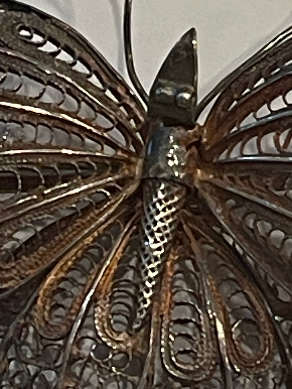 Antique Vintage Filigree Butterfly Brooch needs Repair