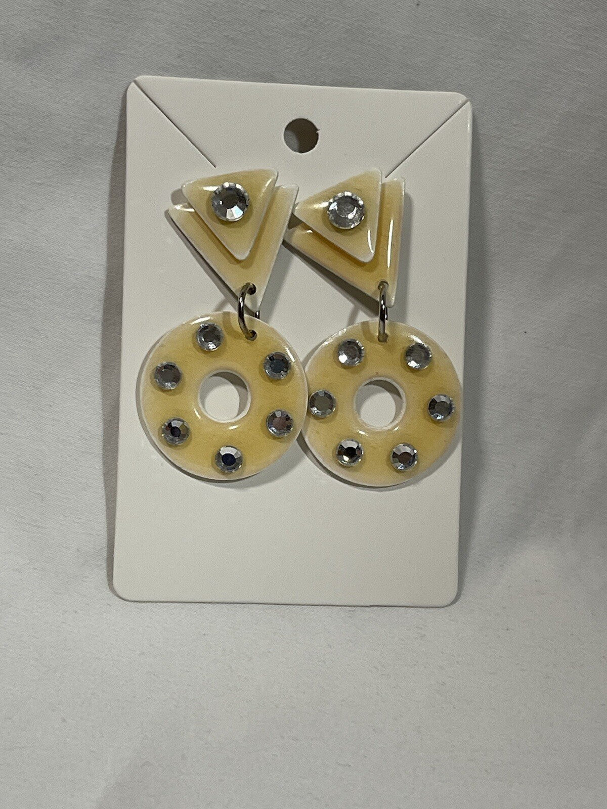 Vintage MAM’ Signed Geometric Rhinestone Dangle Earrings
