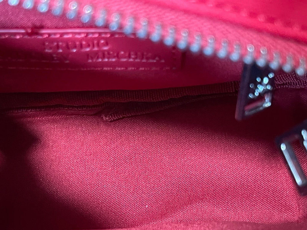 Badgley Mischka Red Quilted Stud Dome Satchel Crossbody Bag NWT