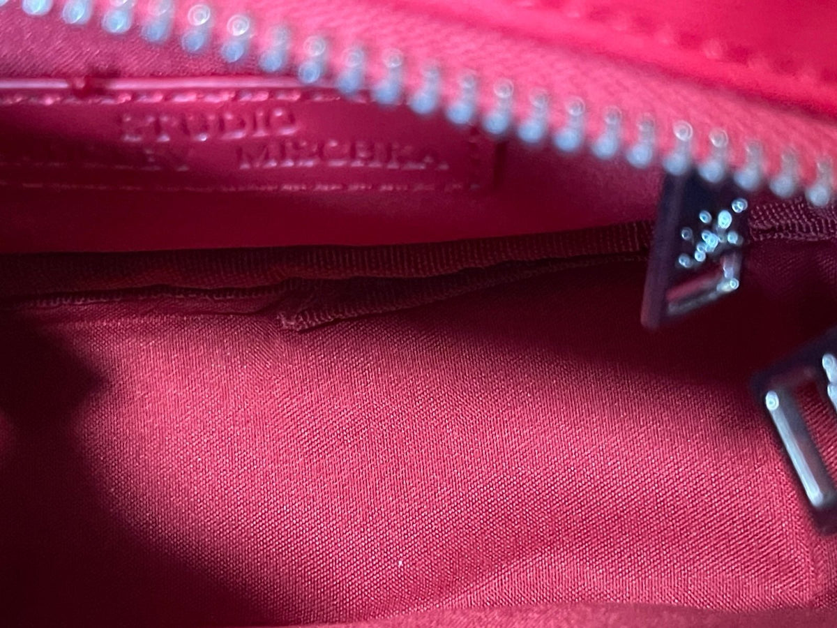 Badgley Mischka Red Quilted Stud Dome Satchel Crossbody Bag NWT