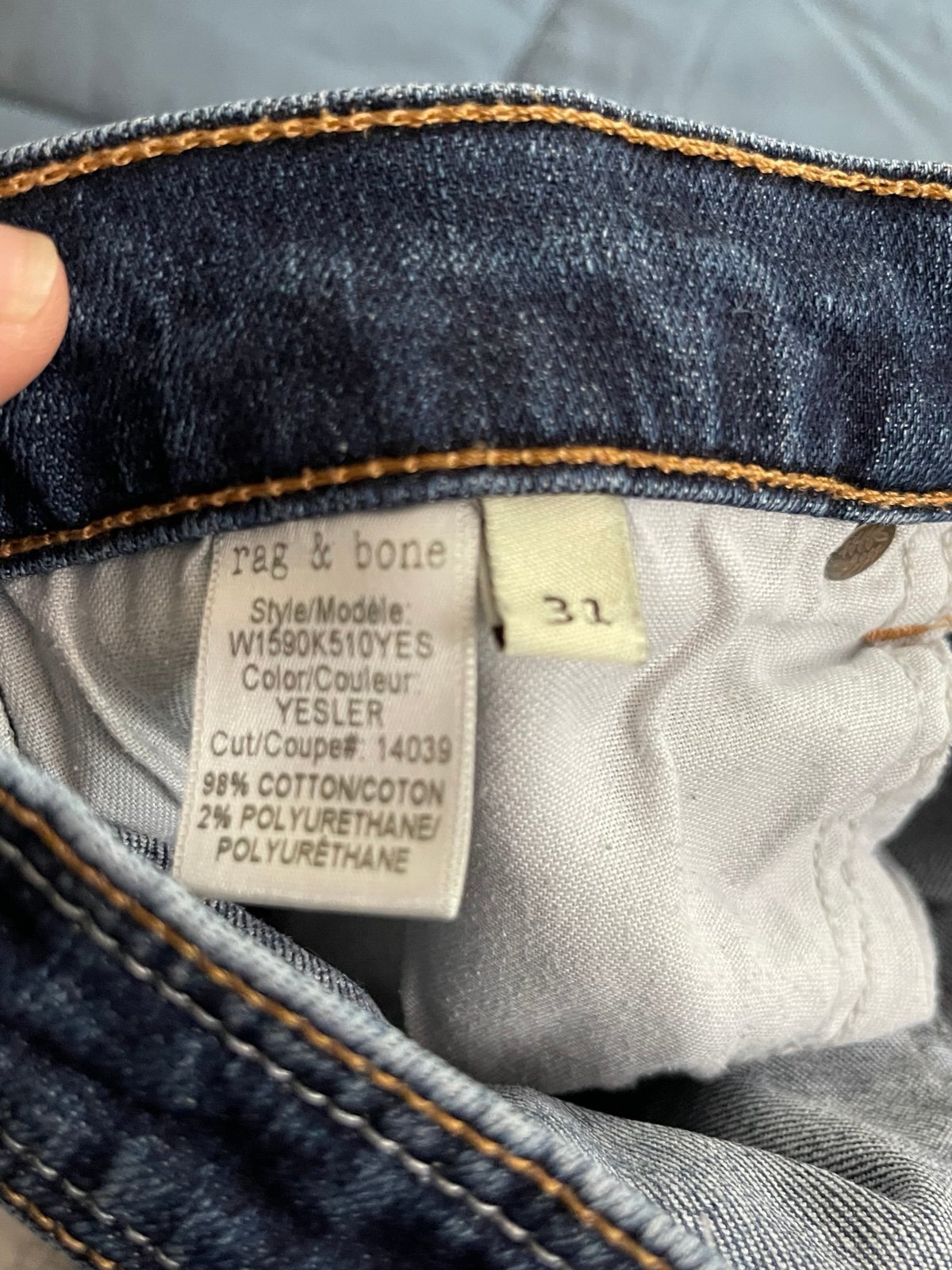 rag & bone Yesler Raw Hem Skinny Jeans Size 31 Dark Wash Stretch Made in USA