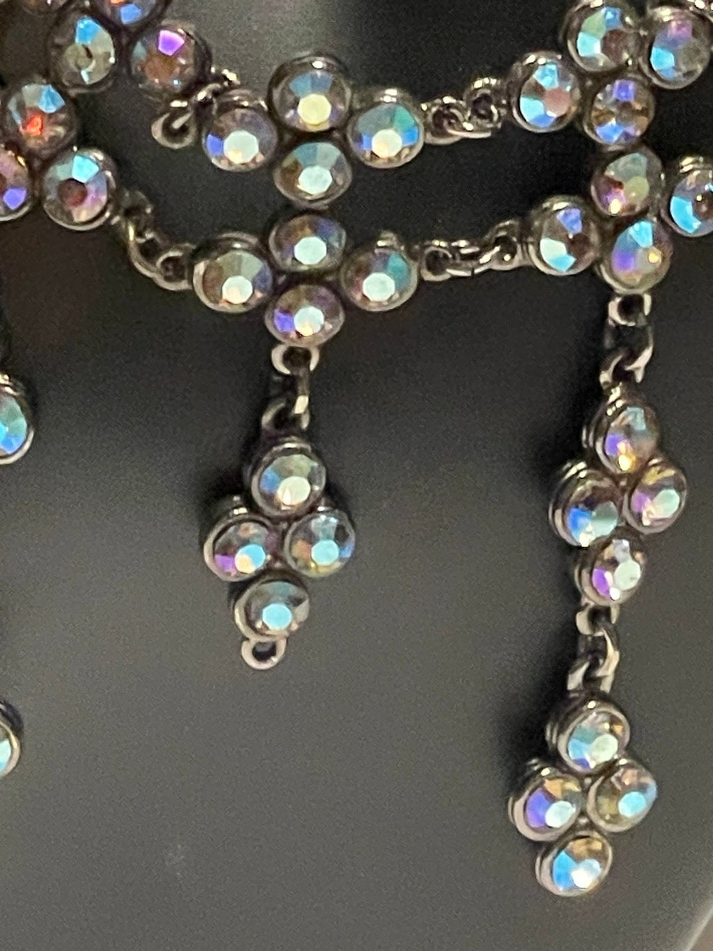 Yochi NY 14in Iridescent Rhinestone Dangle Handcrafted Necklace/Choker