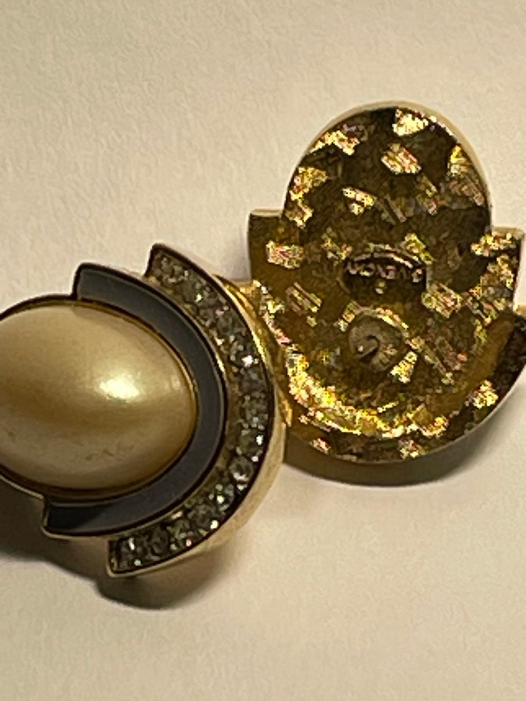 Givenchy Gold-tone Faux Pearl Earrings with Enamel & Rhinestone Accents