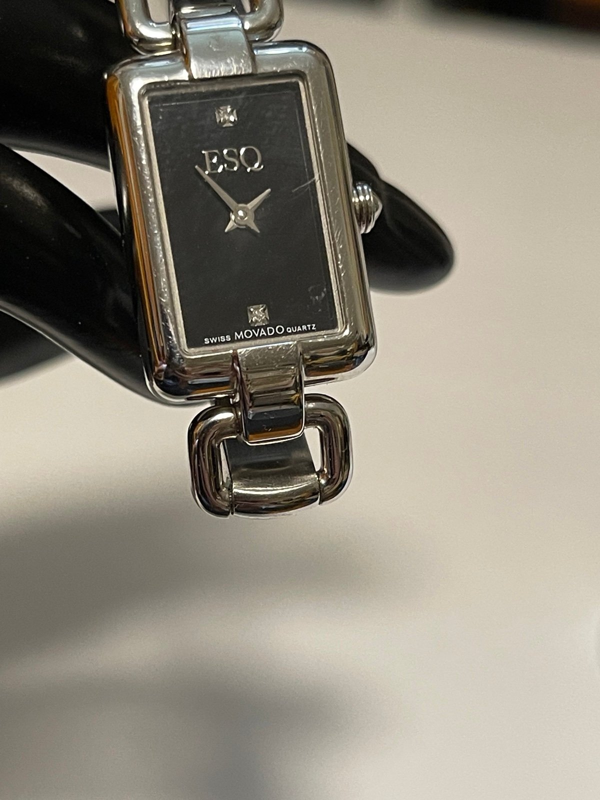 ESQ Movado Ladies Silver-tone Watch Black Face