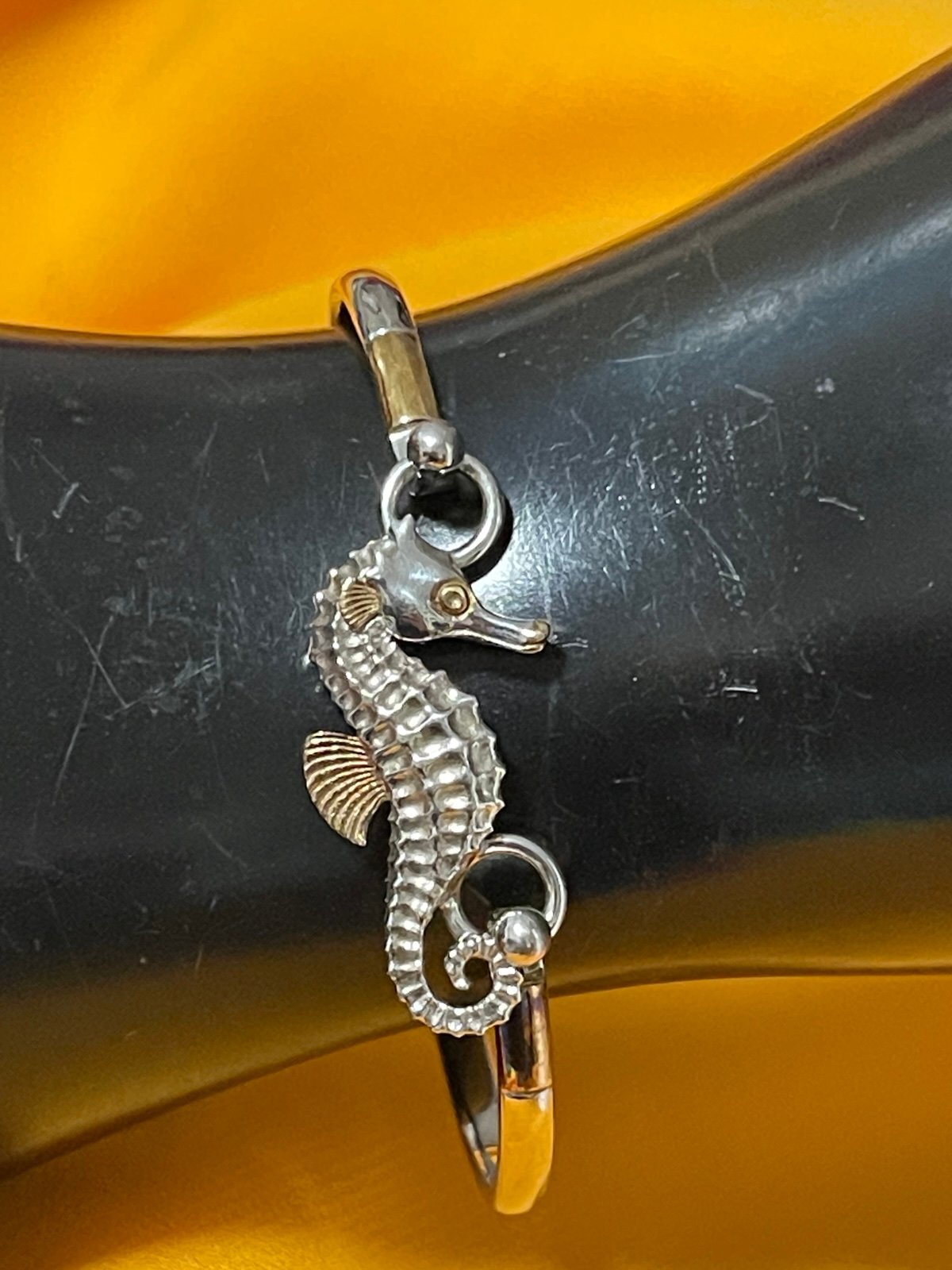 Kovel Sterling Seahorse Topper & Bangle Bracelet