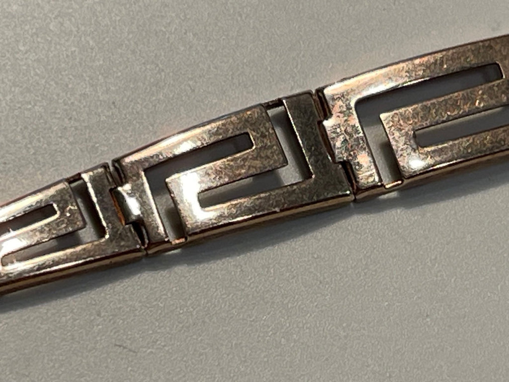 Vintage Meanders Design Greek Key Pattern 925 Sterling Silver Bracelet
