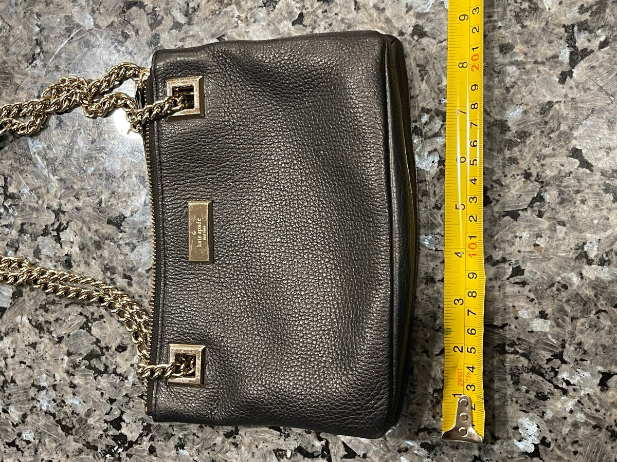 Kate Spade New York Gold Coast Black Pebbled Leather Chain Shoulder Bag