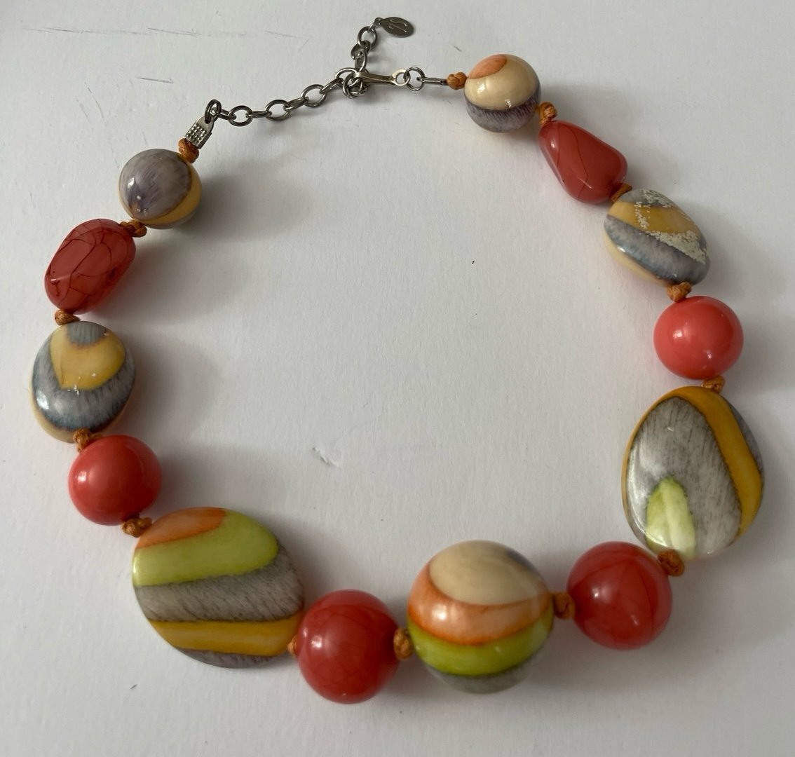 Vintage Signed Jules Smith Boho Chic Hand-Strung Glass Beaded Bracelet