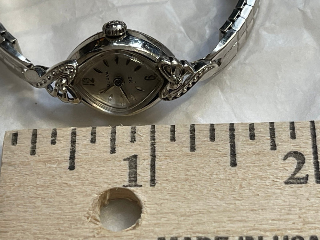 1964 Bulova 23Jewel Diamond Watch 10K White Gold Plate