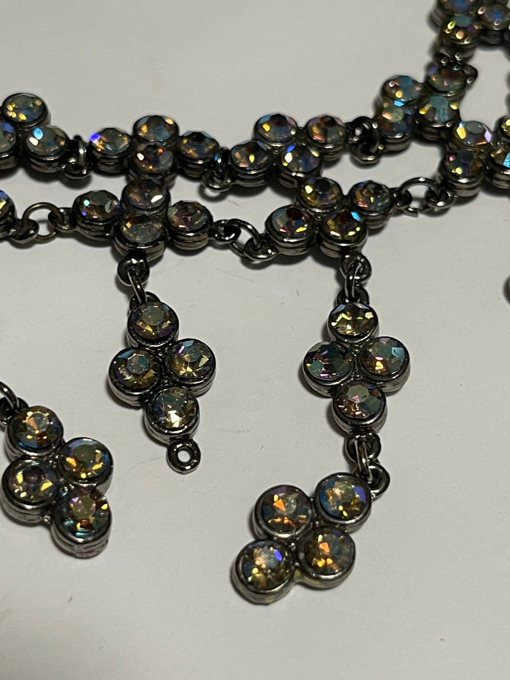 Yochi NY 14in Iridescent Rhinestone Dangle Handcrafted Necklace/Choker