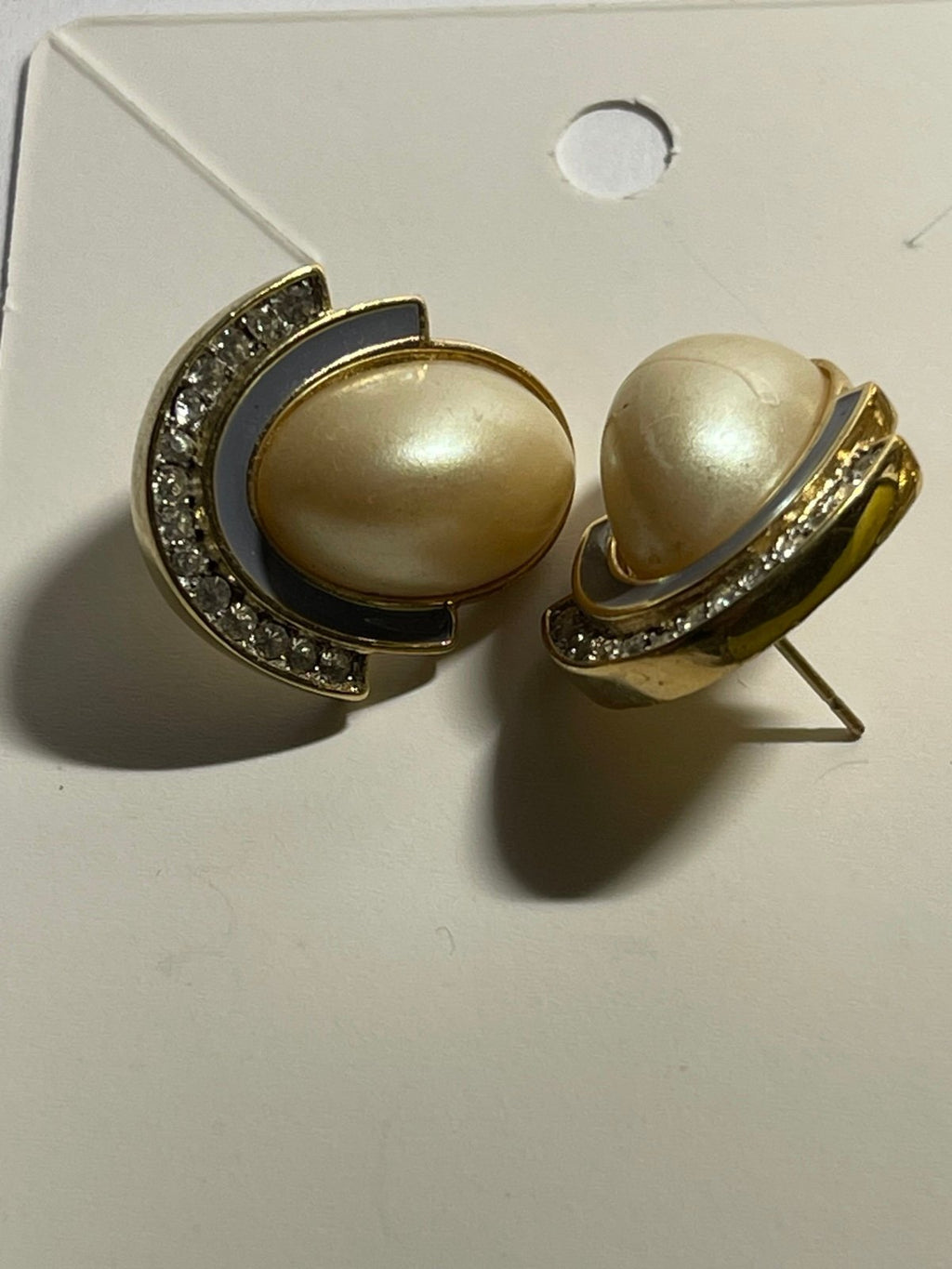 Givenchy Gold-tone Faux Pearl Earrings with Enamel & Rhinestone Accents
