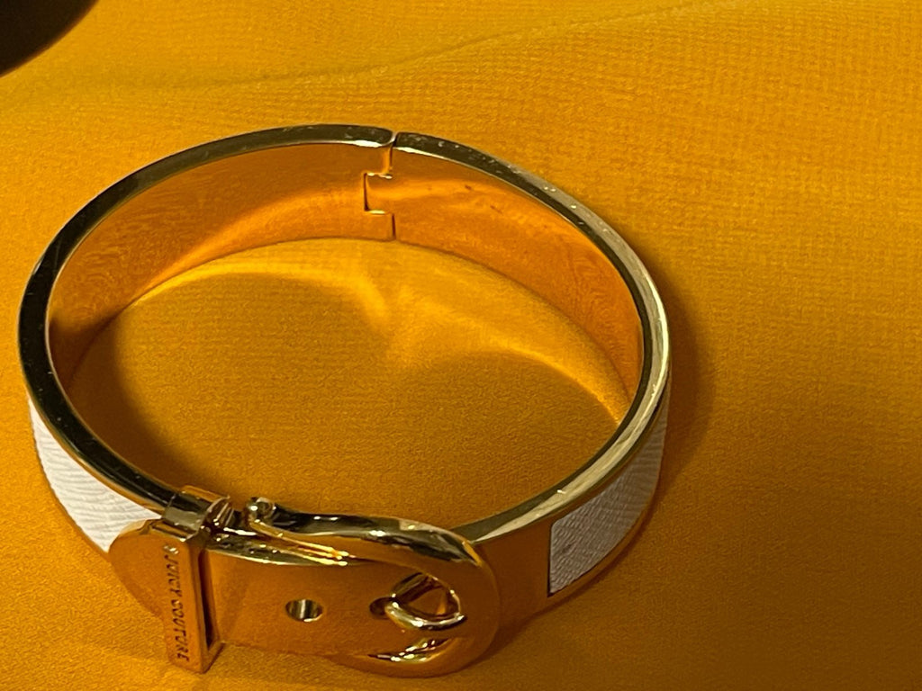 Juicy Couture Gold & White/Cream Buckle Hinge Bracelet