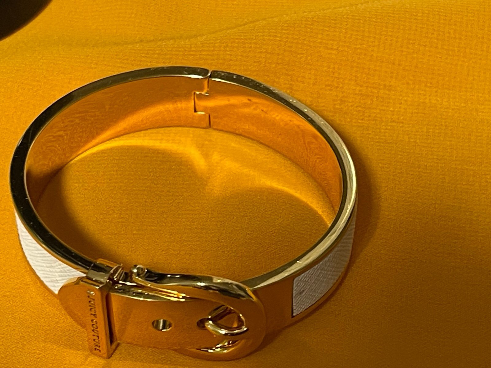 Juicy Couture Gold & White/Cream Buckle Hinge Bracelet