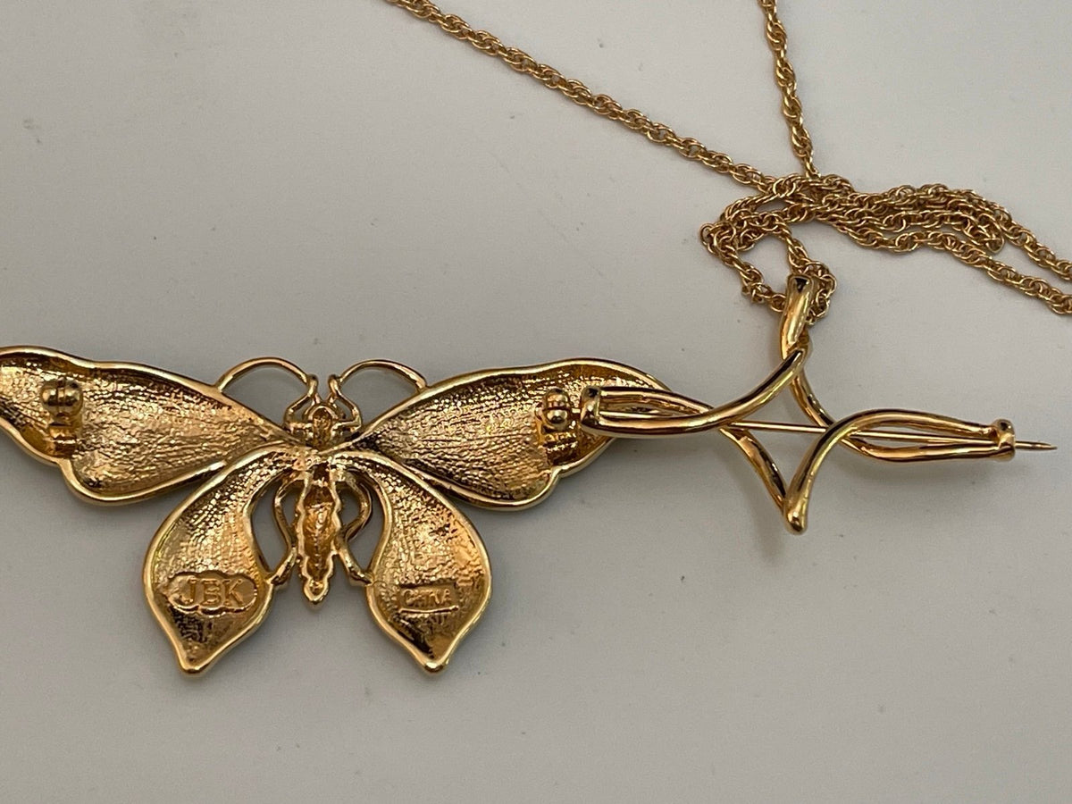 Jacqueline Bouvier Kennedy (JBK) Butterfly Brooch/Pin/Pendant with 21-Inch Chain