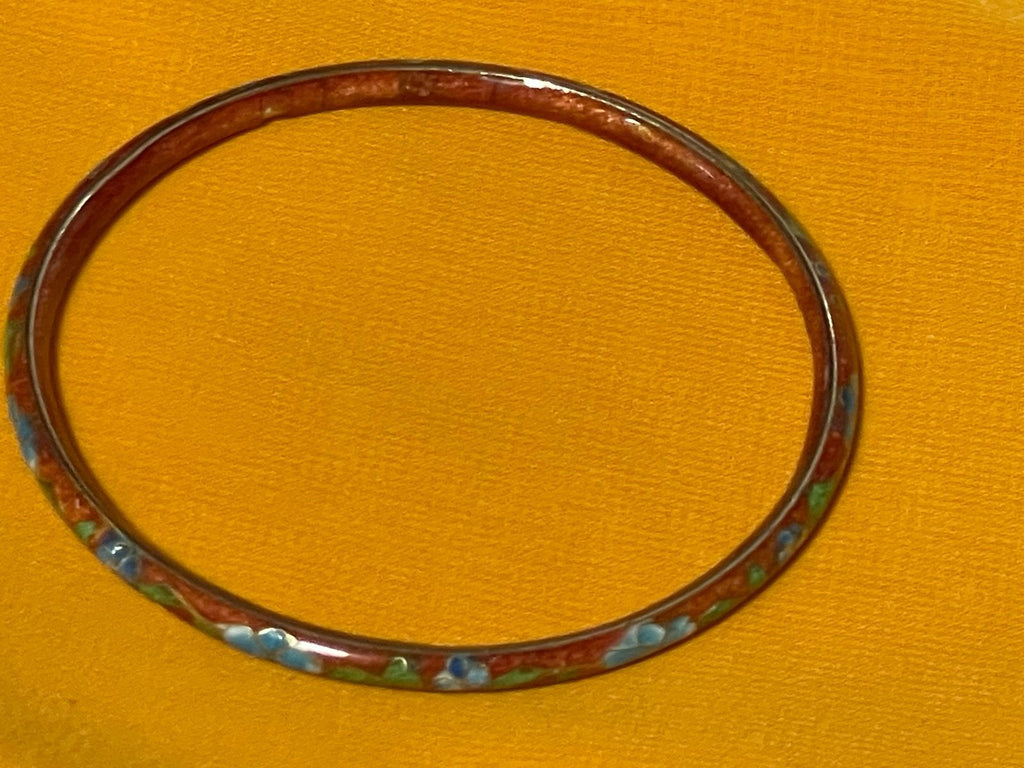Cloisonné Brick Red/Maroon Bangle Bracelet