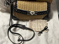 Brighton Straw Woven Heart Crossbody Clutch Bag Polka Dot Leather Trim w/ Box