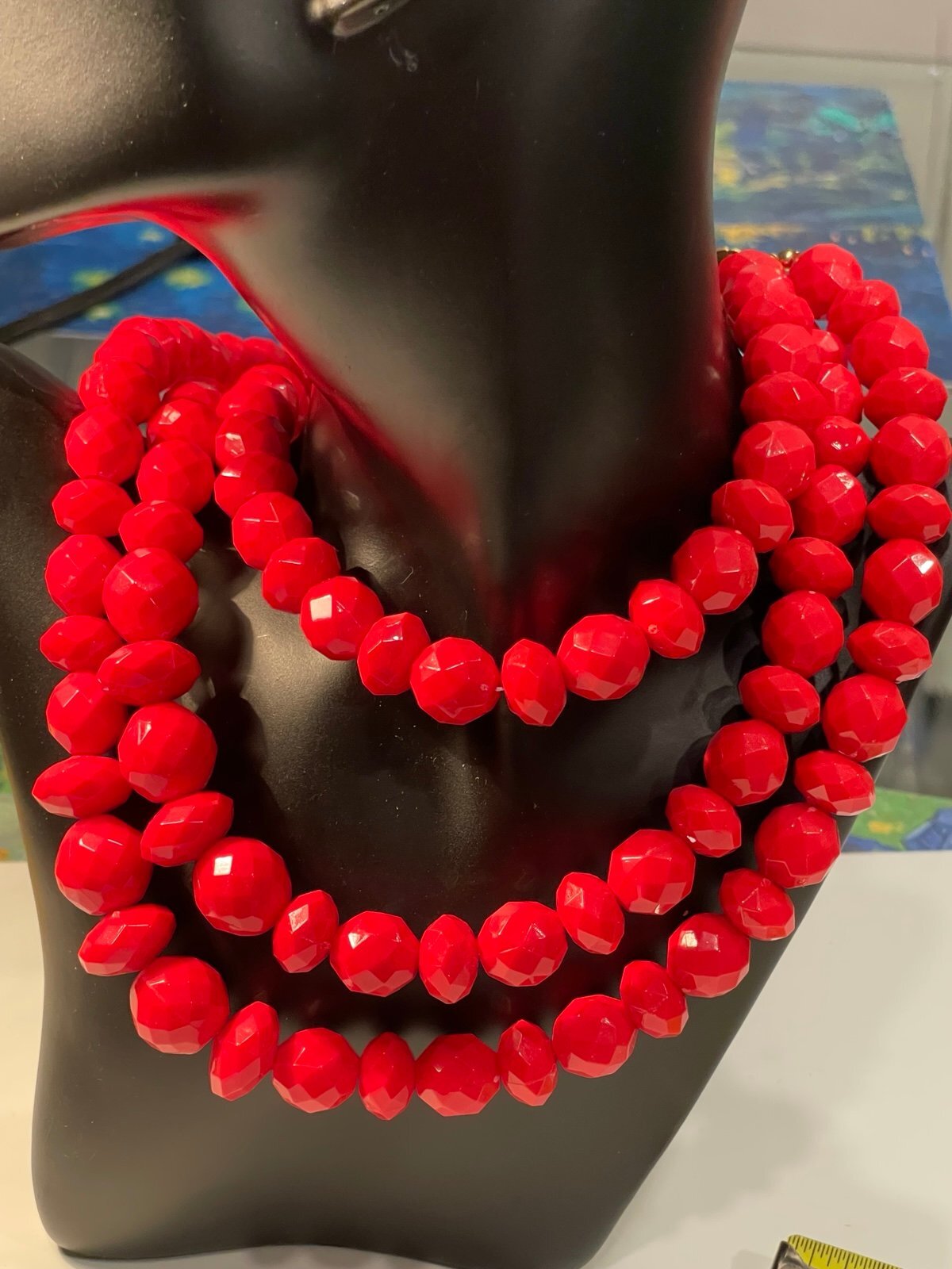 Sugarfix 3Strand Faceted Red Bead Necklace – 19”