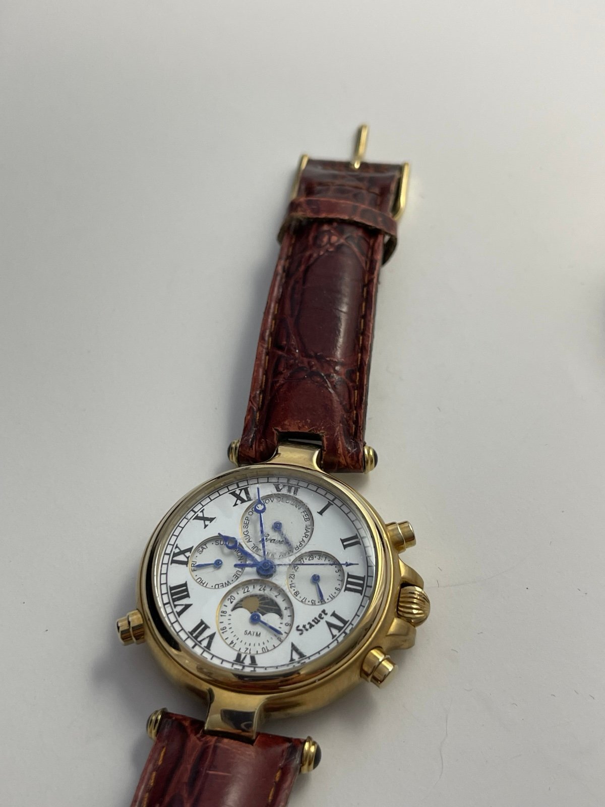 Men’s Stauer Automatic 13373 5ATM Watch with Leather Band