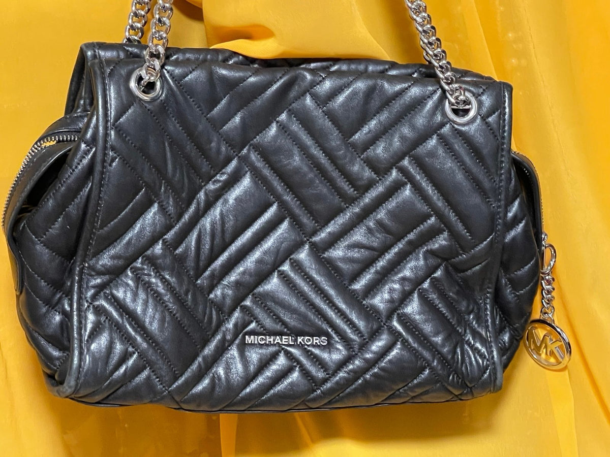Michael Kors Black Quilted Leather Chain Shoulder Bag MK