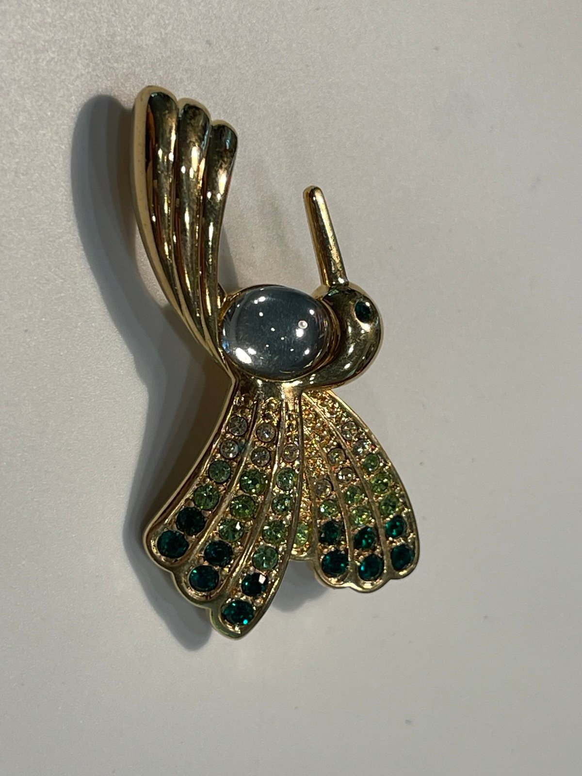 Vintage Monet Jelly Belly Hummingbird Rhinestone Brooch/Pin