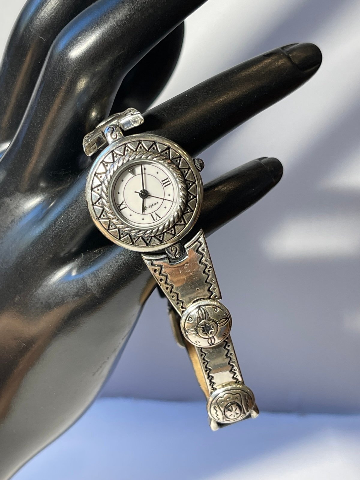 Brighton Tokyo Silver Tone Southwestern Link Bracelet Watch