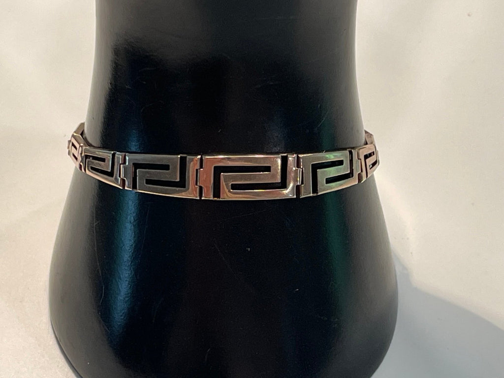 Vintage Meanders Design Greek Key Pattern 925 Sterling Silver Bracelet