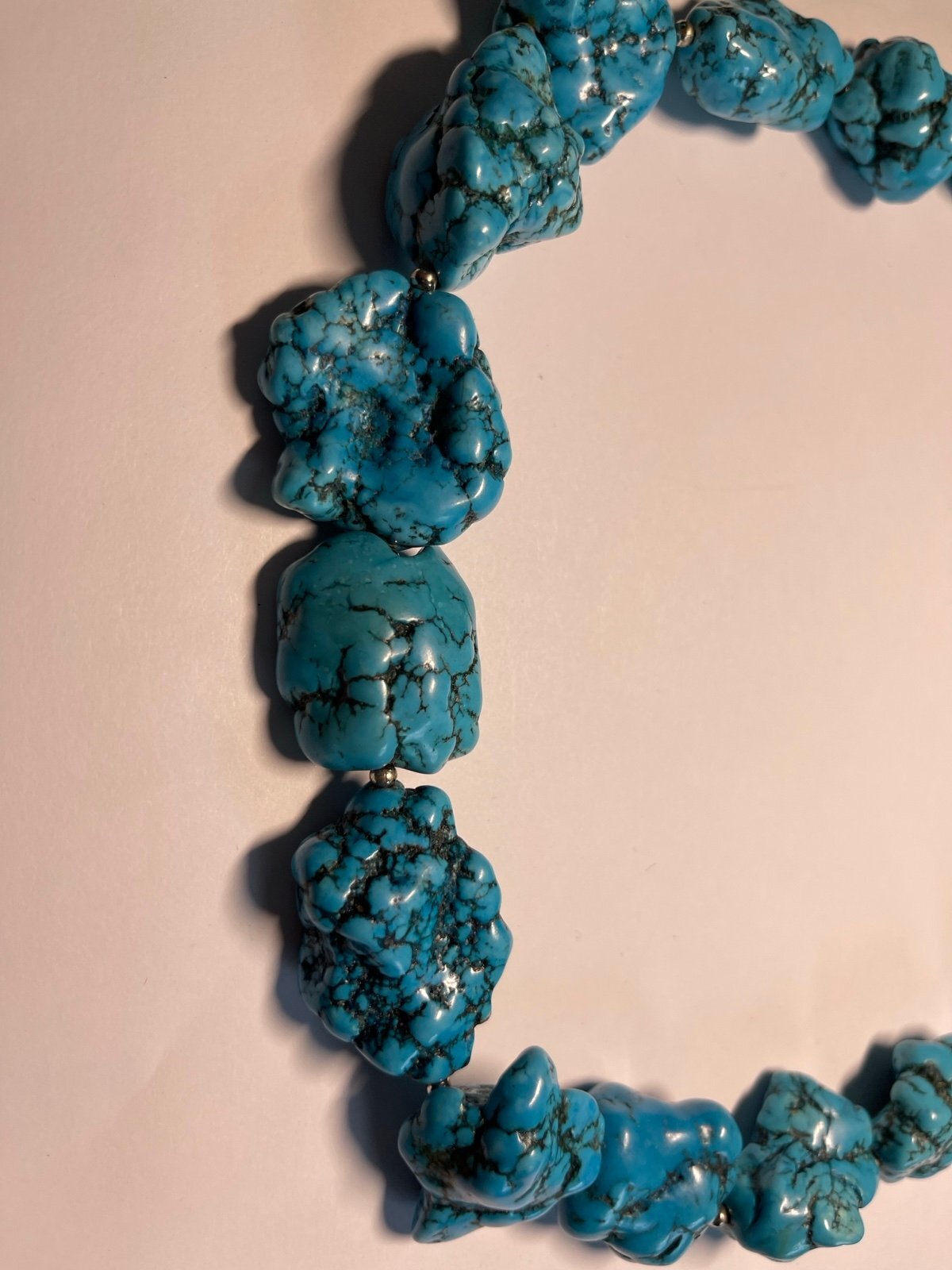 Vintage 24in Houwlite Turquoise Statement Necklace