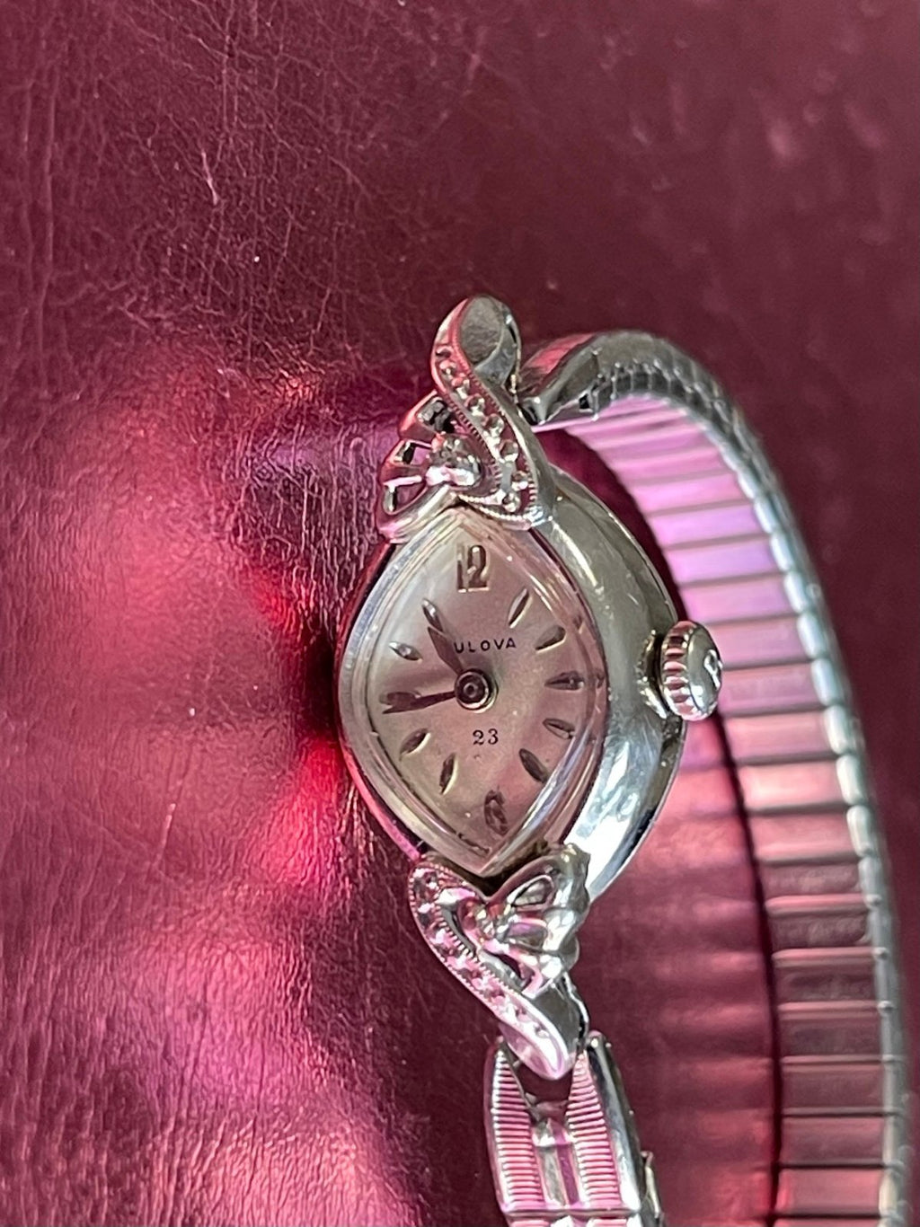 1964 Bulova 23Jewel Diamond Watch 10K White Gold Plate