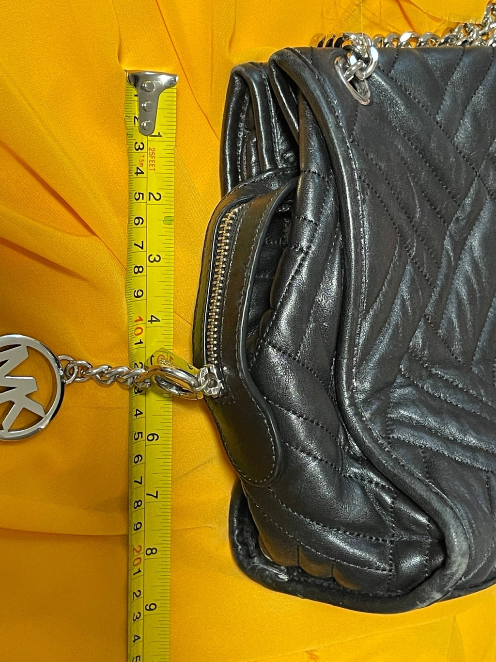 Michael Kors Black Quilted Leather Chain Shoulder Bag MK