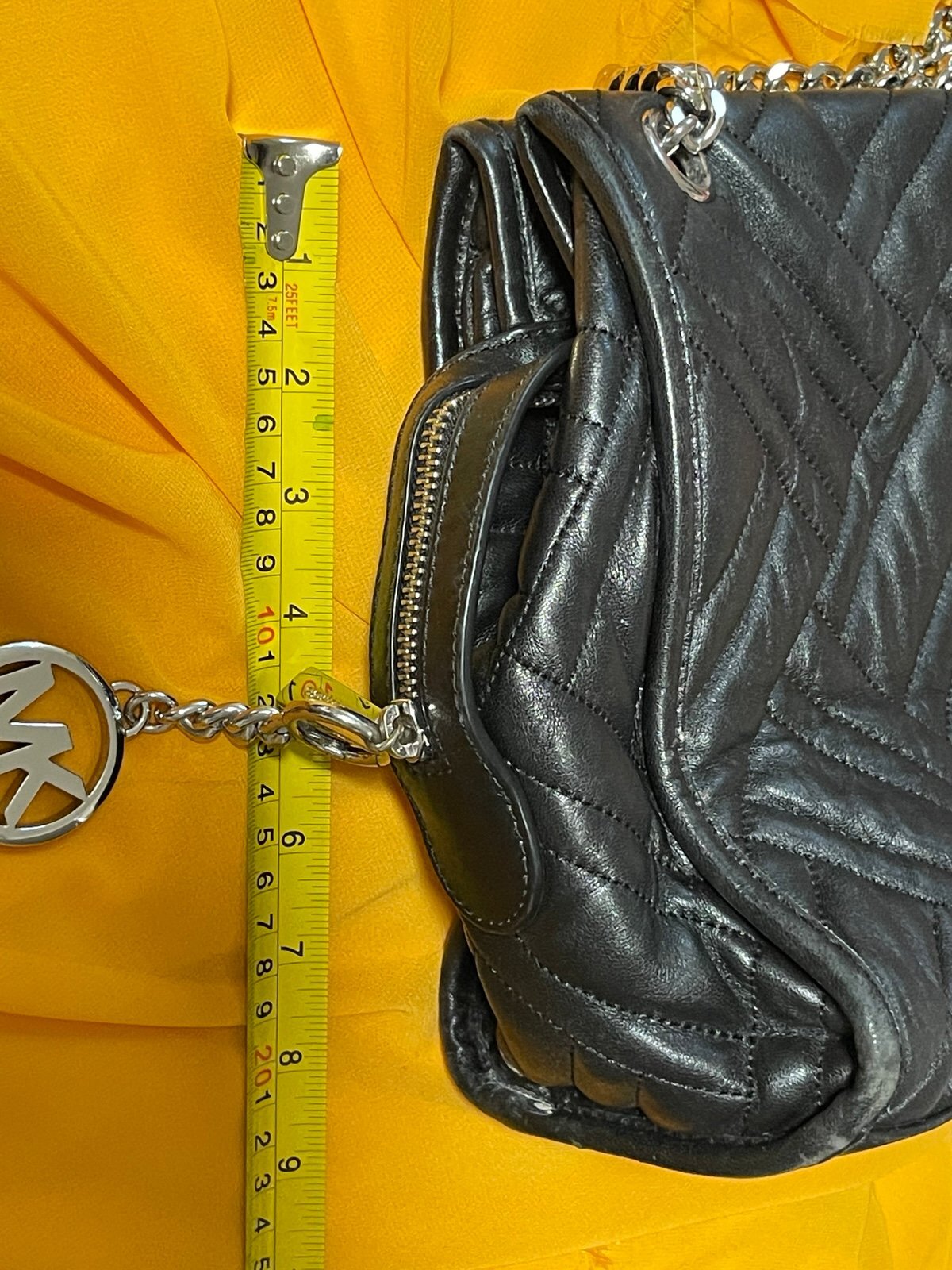 Michael Kors Black Quilted Leather Chain Shoulder Bag MK