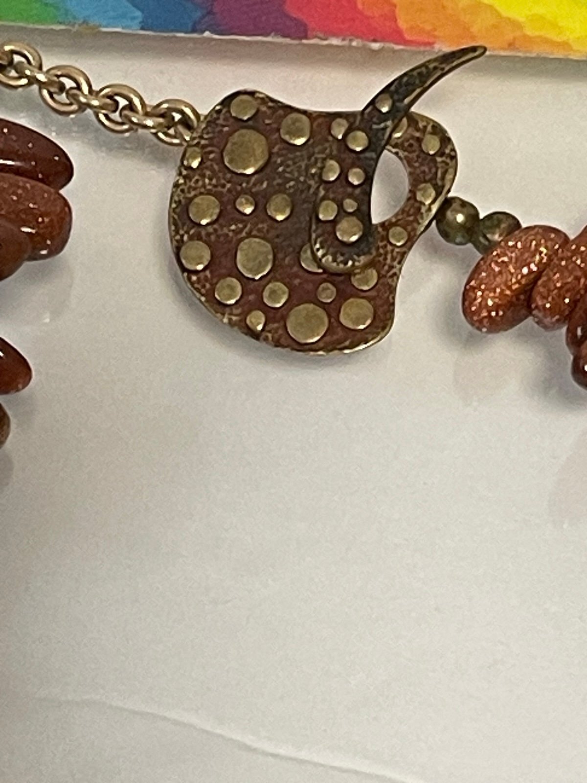 20in Vintage Saki Bronze Statement Necklace