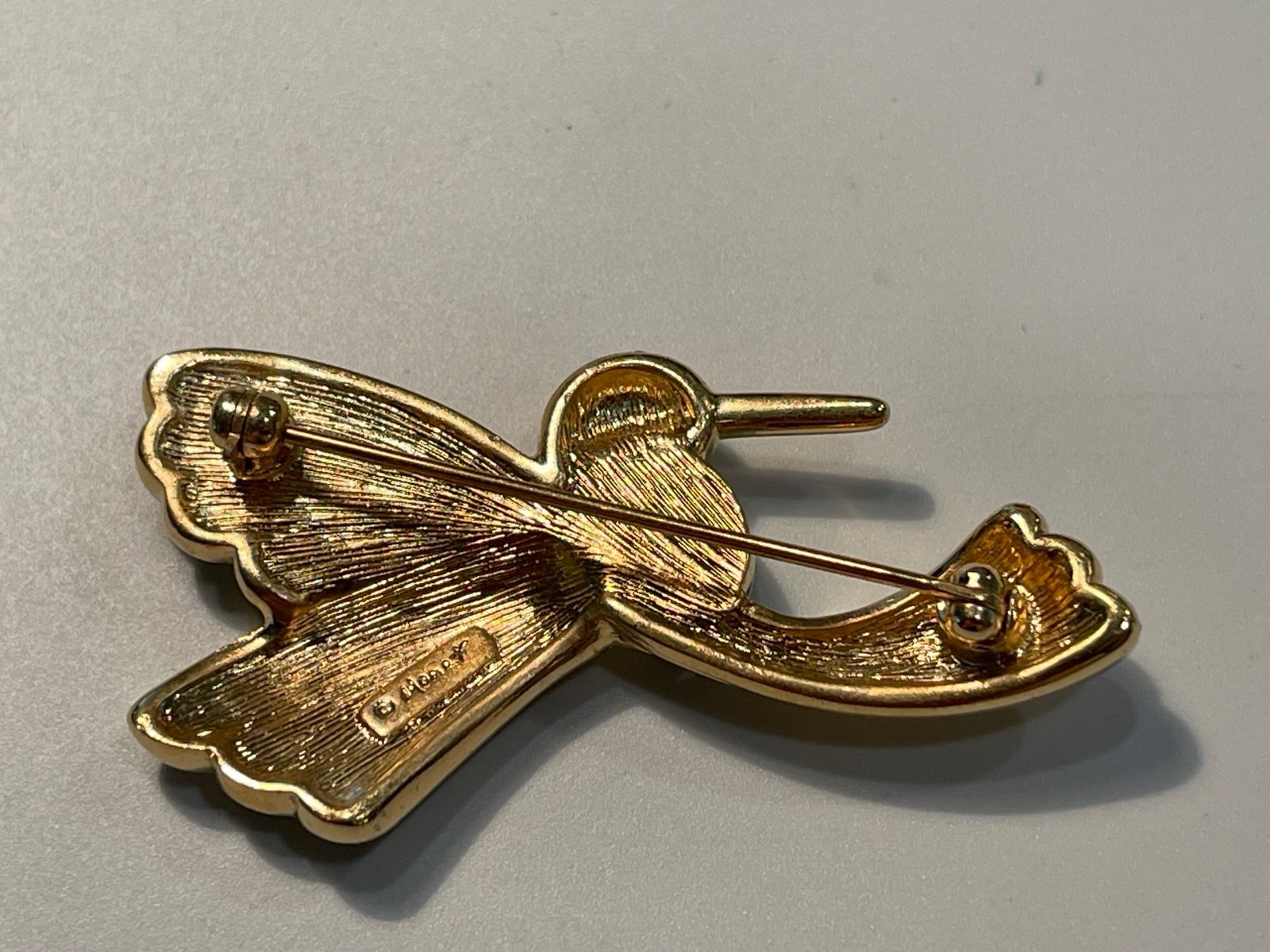 Vintage Monet Jelly Belly Hummingbird Rhinestone Brooch/Pin