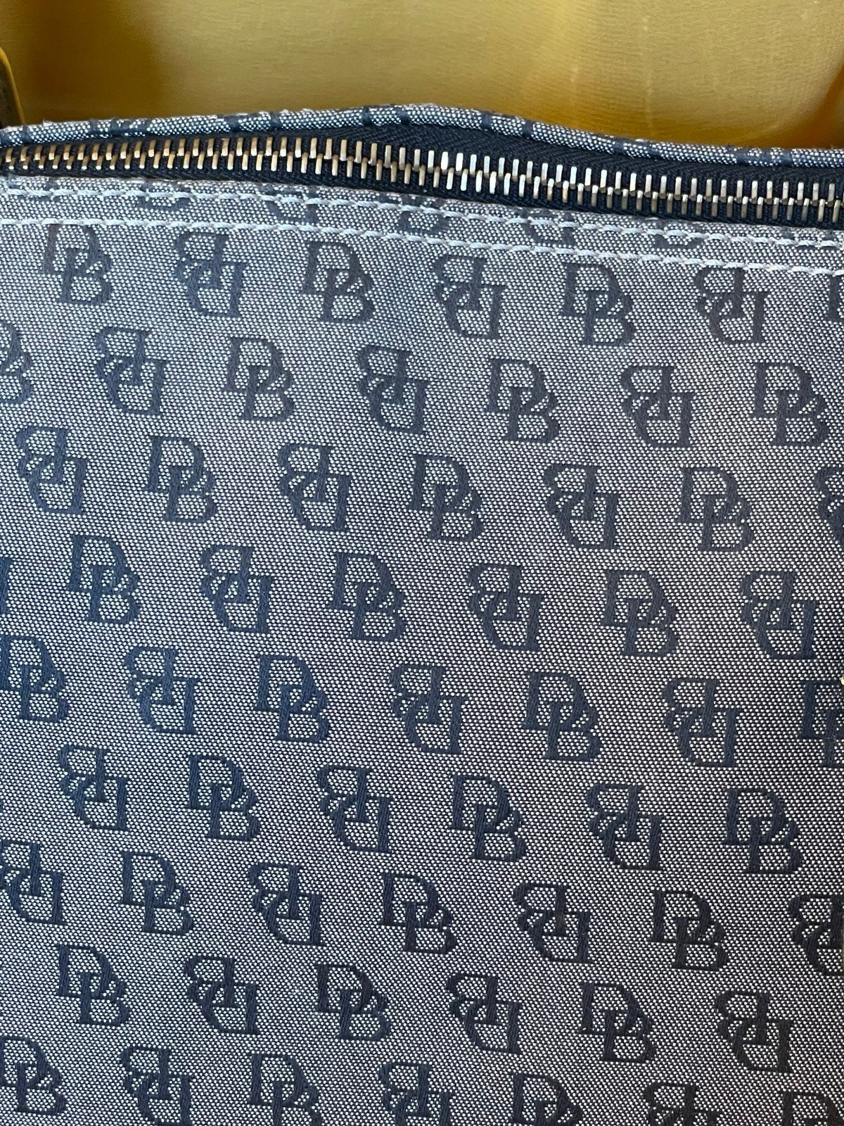 Dooney & Bourke Gray Black DB Monogram Satchel Shoulder Bag Zip Top