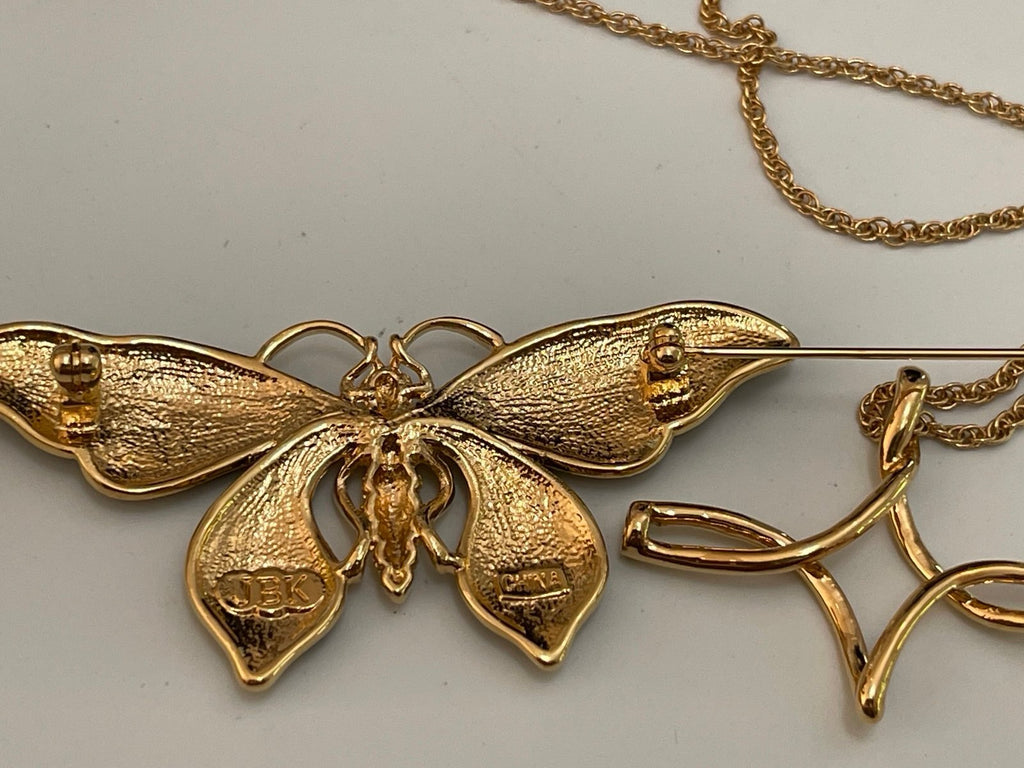 Jacqueline Bouvier Kennedy (JBK) Butterfly Brooch/Pin/Pendant with 21-Inch Chain