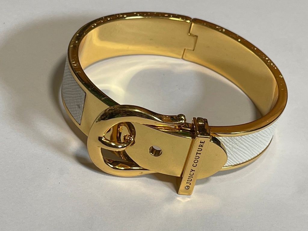 Juicy Couture Gold & White/Cream Buckle Hinge Bracelet