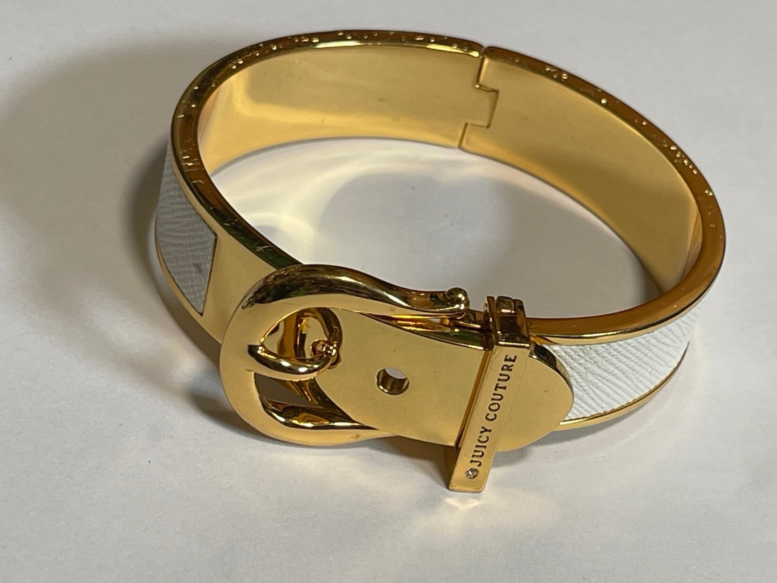 Juicy Couture Gold & White/Cream Buckle Hinge Bracelet